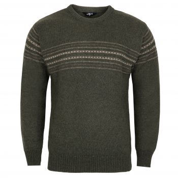 SWETER MĘSKI OLIWKOWY POD SZYJĘ SZETLAND ROZ.M SW883