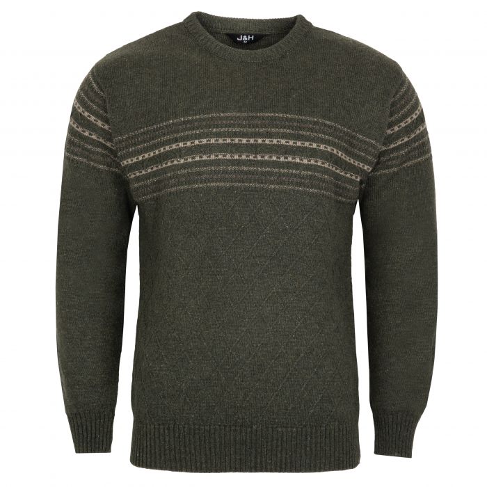 SWETER MĘSKI OLIWKOWY POD SZYJĘ SZETLAND ROZ.M SW883