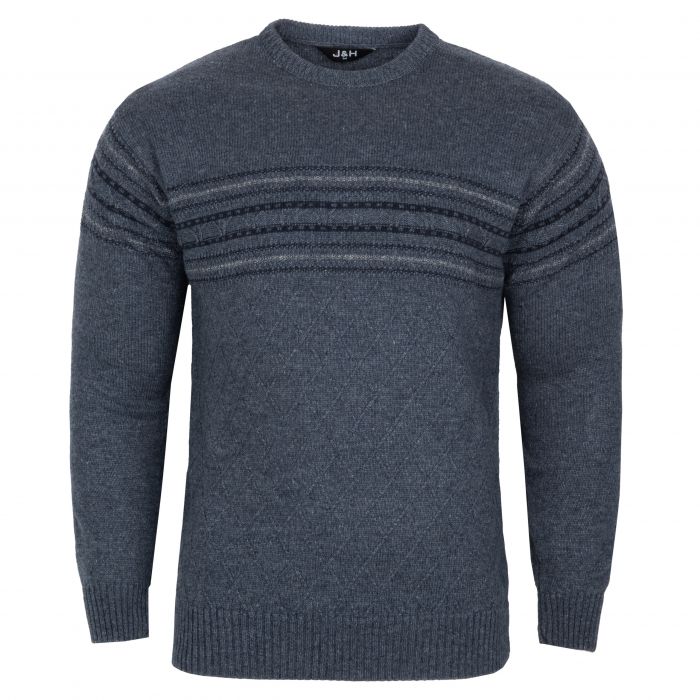 SWETER MĘSKI JEANSOWY POD SZYJĘ SZETLAND XL SW887