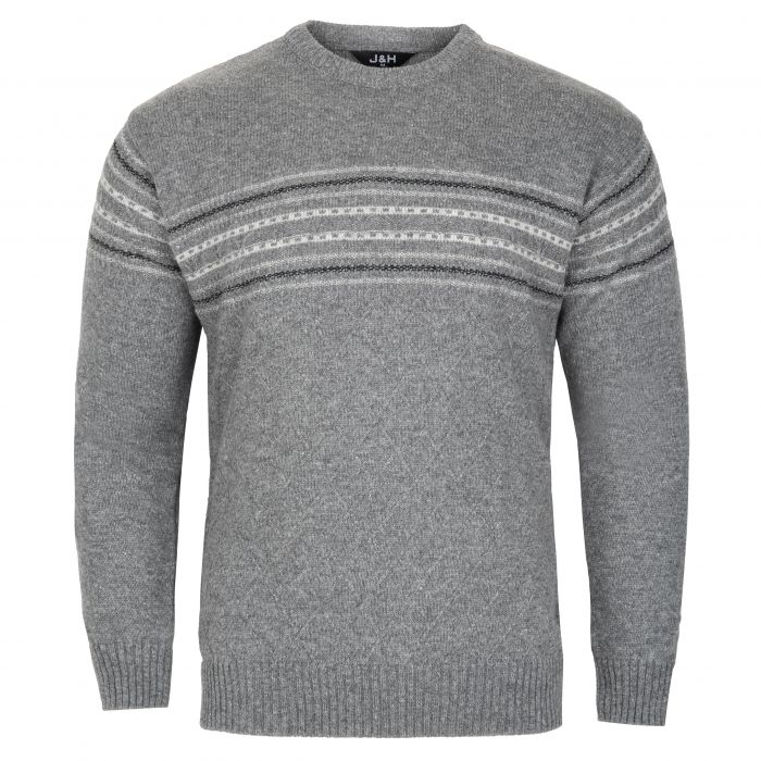 SWETER MĘSKI SZARY POD SZYJĘ SZETLAND XL SW888