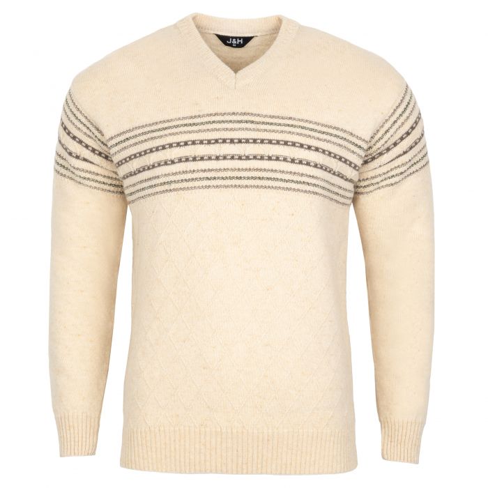 SWETER MĘSKI BEŻOWY W SEREK SZETLAND XL SW895
