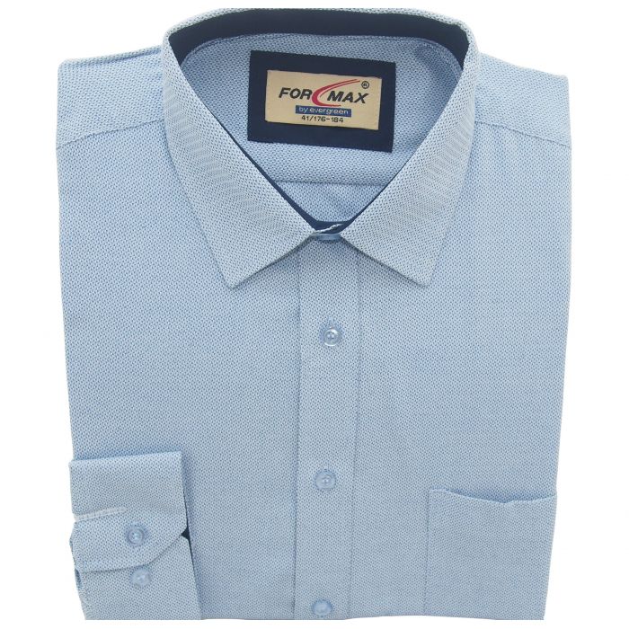 KOSZULA MĘSKA NIEBIESKA TŁOCZONY WZÓR ZE STRUKTURĄ 41 176-184 FW154
