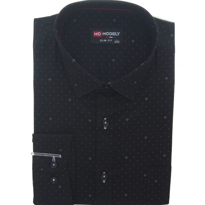 KOSZULA MĘSKA CZARNA WE WZORKI BAWEŁNIANA XL 43/44 M13