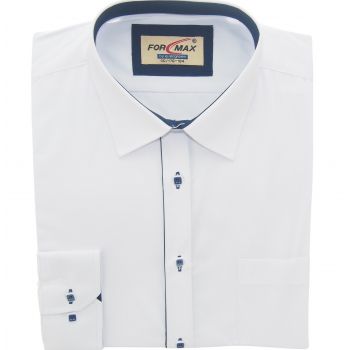 KOSZULA MĘSKA BIAŁA Z GRANATOWYMI DODATKAMI DŁUGI RĘKAW 41 176-184 FW107