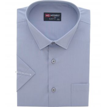KOSZULA MĘSKA SZARA GŁADKA NA KRÓTKI RĘKAW XL 43/44 M23KR