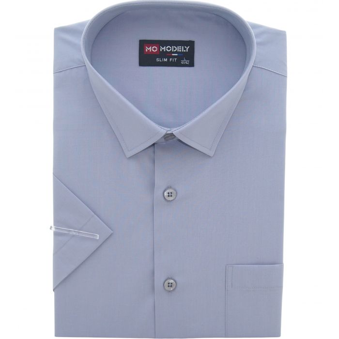 KOSZULA MĘSKA SZARA GŁADKA NA KRÓTKI RĘKAW XL 43/44 M23KR