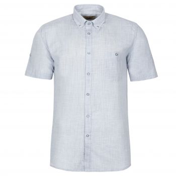 LNIANA BAWEŁNIANA KOSZULA MĘSKA SZARA KRÓTKI RĘKAW 3XL 45/46