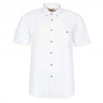 LNIANA BAWEŁNIANA KOSZULA MĘSKA BIAŁA KRÓTKI RĘKAW 3XL 45/46