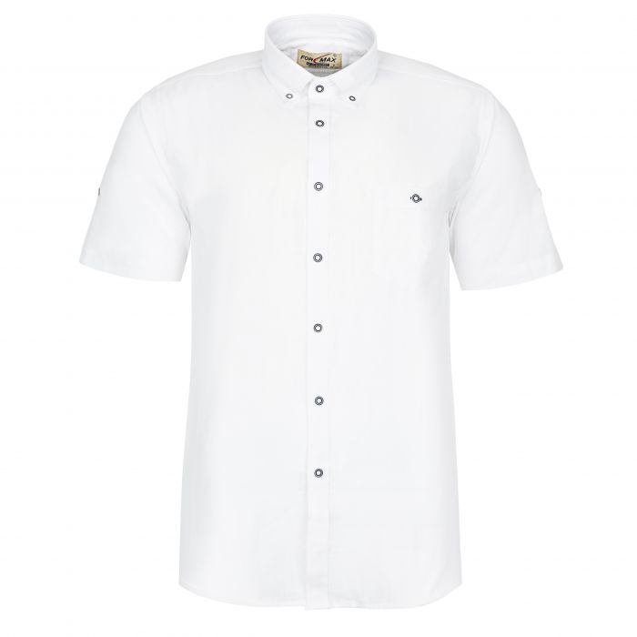 LNIANA BAWEŁNIANA KOSZULA MĘSKA BIAŁA KRÓTKI RĘKAW 3XL 45/46