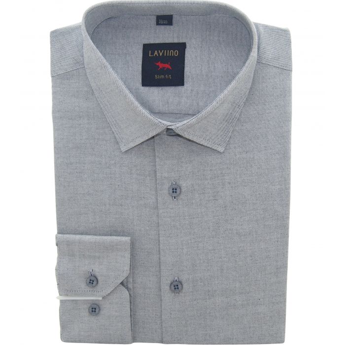 KOSZULA MĘSKA SZARA GŁADKA BAWEŁNIANA DŁUGI RĘKAW 3XL 46/47 LV9