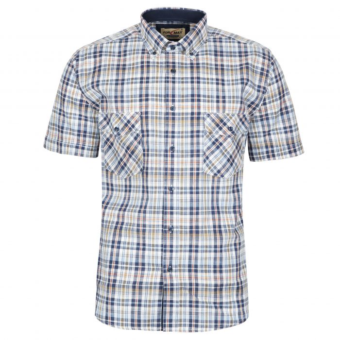 KOSZULA MĘSKA W KRATKĘ BAWEŁNIANA A'LA LNIANA 3XL 45/46 FS200KR