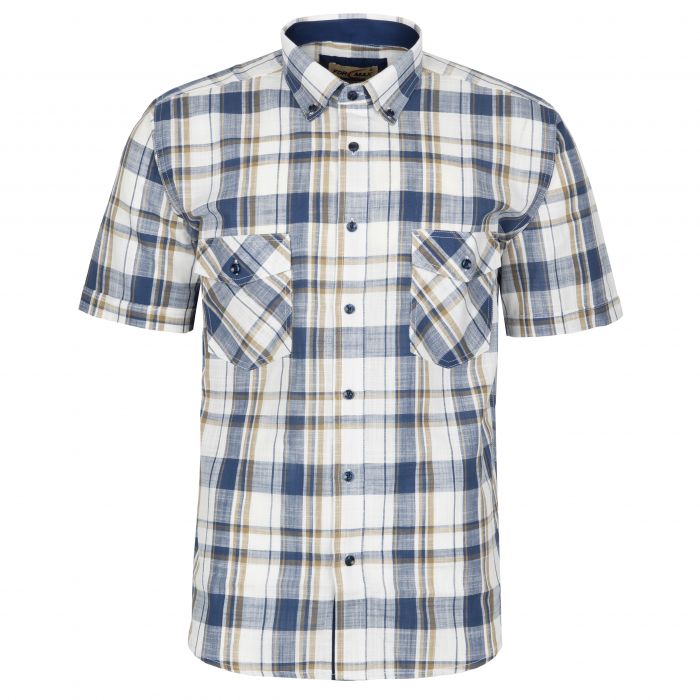 KOSZULA MĘSKA W KRATKĘ BAWEŁNIANA A'LA LNIANA 3XL 45/46 FS203KR