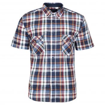 BAWEŁNIANA LNIANA KOSZULA MĘSKA W KRATKĘ KRÓTKI RĘKAW XXL 43/44 KS39KR