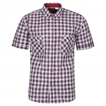 BAWEŁNIANA LNIANA KOSZULA MĘSKA W KRATKĘ KRÓTKI RĘKAW 3XL 45/46 KS44KR