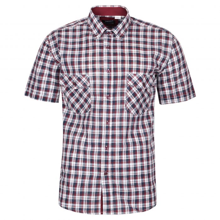 BAWEŁNIANA LNIANA KOSZULA MĘSKA W KRATKĘ KRÓTKI RĘKAW 3XL 45/46 KS44KR