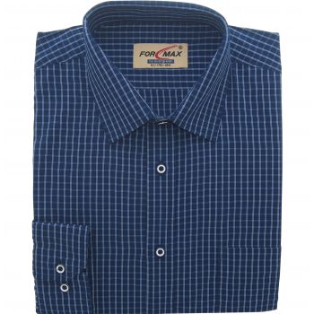 KOSZULA MĘSKA GRANATOWA W KRATKĘ NA DŁUGI RĘKAW 41 176-184 FW158