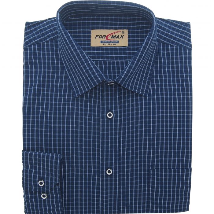 KOSZULA MĘSKA GRANATOWA W KRATKĘ NA DŁUGI RĘKAW 41 176-184 FW158