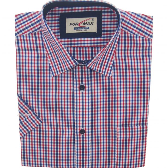 KOSZULA MĘSKA CZERWONA KRATKA KRÓTKI RĘKAW 45 176-184 FW63KR