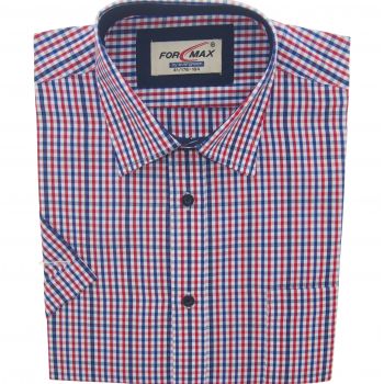 KOSZULA MĘSKA CZERWONA KRATKA KRÓTKI RĘKAW 46 180-188 FW63KR