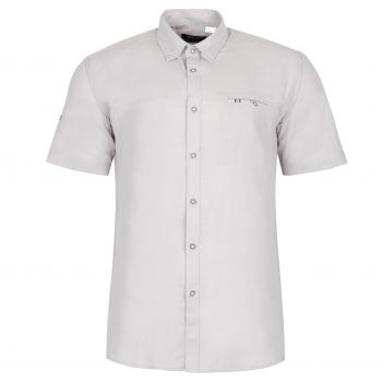LNIANA BAWEŁNIANA KOSZULA MĘSKA SZARA KRÓTKI RĘKAW 3XL 45/46