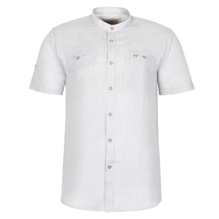 LNIANA KOSZULA MĘSKA SZARA JASNA STÓJKA BAWEŁNA KRÓTKI RĘKAW 3XL 45/46