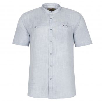 LNIANA KOSZULA MĘSKA SZARA STÓJKA BAWEŁNA NA KRÓTKI RĘKAW 3XL 45/46