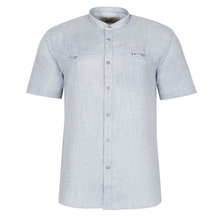 LNIANA KOSZULA MĘSKA SZARA STÓJKA BAWEŁNA NA KRÓTKI RĘKAW 3XL 45/46