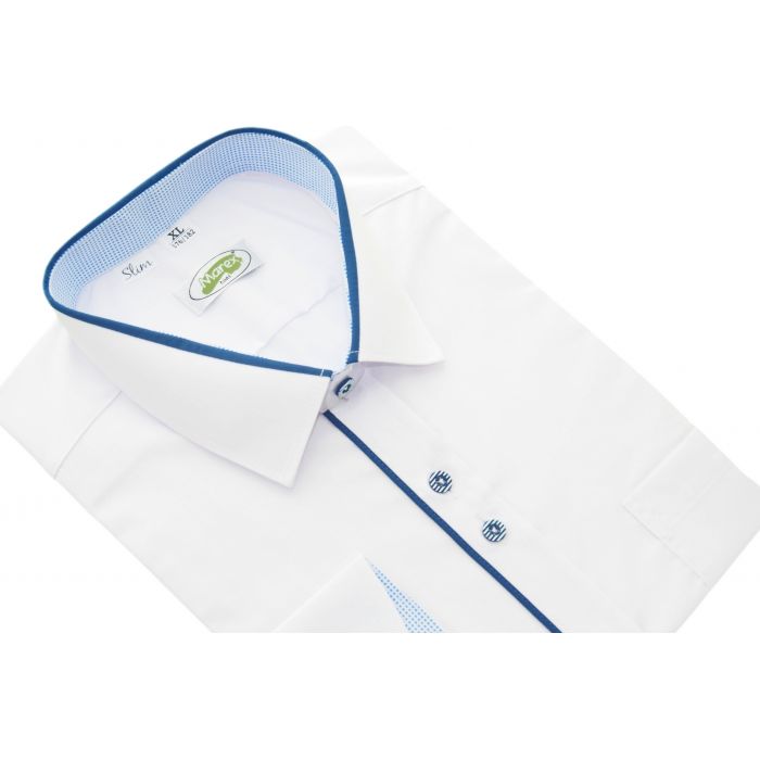 KOSZULA MĘSKA BIAŁA Z NIEBIESKIM SLIM XL 43/44 170-176 MX312