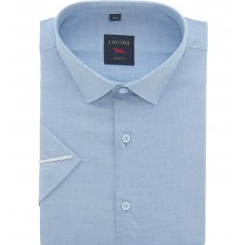KOSZULA MĘSKA BŁĘKITNA GŁADKA NA KRÓTKI RĘKAW 3XL 46/47 LV7KR