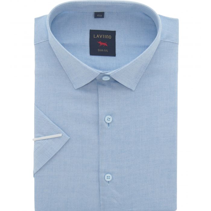 KOSZULA MĘSKA BŁĘKITNA GŁADKA NA KRÓTKI RĘKAW 3XL 46/47 LV7KR