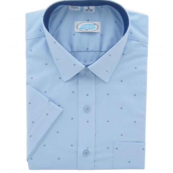 KOSZULA MĘSKA NIEBIESKA WE WZORKI REGULAR XXL 45/46 176-182 MX239KR