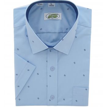 KOSZULA MĘSKA NIEBIESKA WE WZORKI REGULAR ROZ.L 41/42 176-182 MX240KR