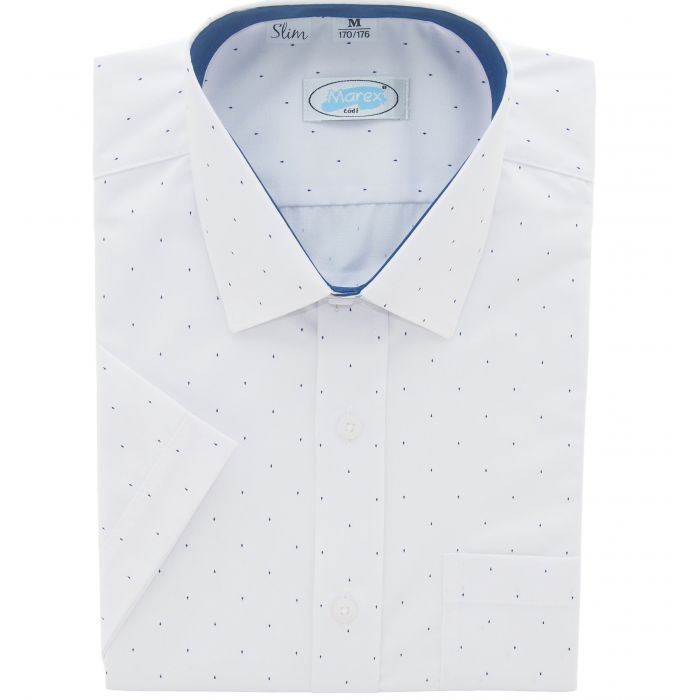KOSZULA MĘSKA BIAŁA WE WZORKI SLIM ROZ.L 41/42 176-182 MX242KR