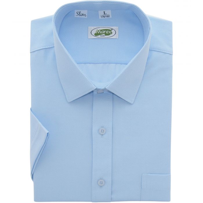 KOSZULA MĘSKA BŁĘKITNA STRUKTURA SLIM ROZ.L 41/42 176-182 MX244KR