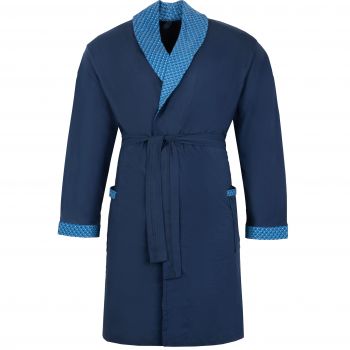 DUŻY SZLAFROK MĘSKI CIENKI 100% BAWEŁNY GRANATOWY 4XL A143