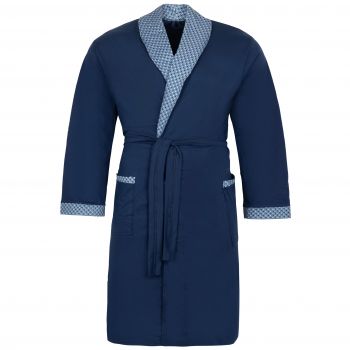 DUŻY SZLAFROK MĘSKI CIENKI 100% BAWEŁNY GRANATOWY 4XL A152
