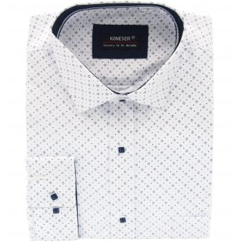 KOSZULA MĘSKA BIAŁA WE WZORKI RAYON JEDWABNA 3XL 45/46 KW150