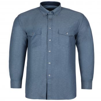 DUŻA STALOWA KOSZULA MĘSKA A'LA JEANS DWIE KIESZENIE DŁUGI RĘKAW 4XL 47/48