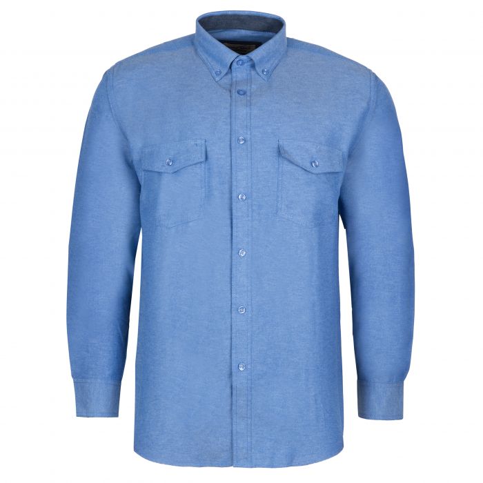 NIEBIESKA KOSZULA MĘSKA A'LA JEANS DWIE KIESZENIE DŁUGI RĘKAW ROZ.L 41/42