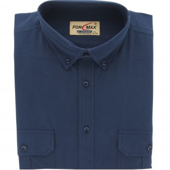GRANATOWA KOSZULA MĘSKA GŁADKA 100% BAWEŁNY DWIE KIESZENIE XXL 43/44
