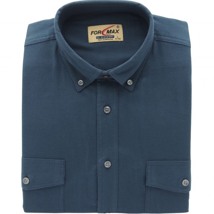 FLANELOWA KOSZULA MĘSKA GŁADKA STALOWA 100% BAWEŁNY PORZĄDNA 3XL 45/46