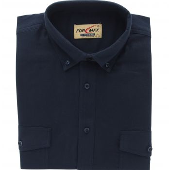 FLANELOWA KOSZULA MĘSKA GŁADKA GRANATOWA 100% BAWEŁNY PORZĄDNA 3XL 45/46