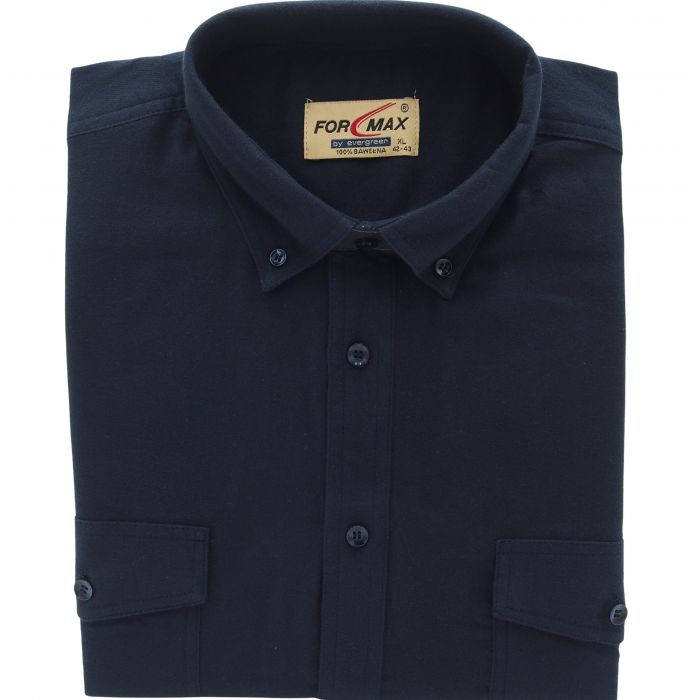 FLANELOWA KOSZULA MĘSKA GŁADKA GRANATOWA 100% BAWEŁNY PORZĄDNA 3XL 45/46