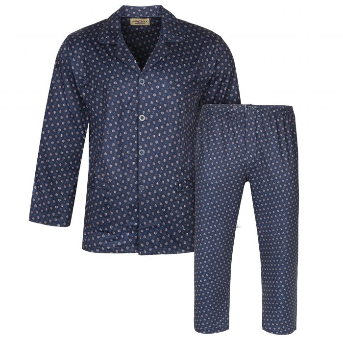 PIŻAMA MĘSKA ROZPINANA RAYON GRANATOWA WE WZORKI 3XL FR6