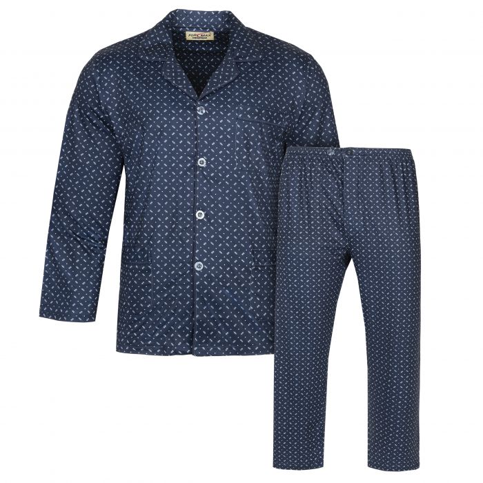 PIŻAMA MĘSKA ROZPINANA RAYON GRANATOWA WE WZORKI 3XL FR7