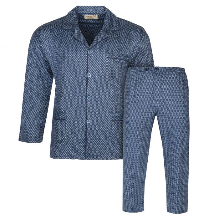 PIŻAMA MĘSKA ROZPINANA RAYON GRANATOWA WE WZORKI XL FR8