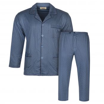 PIŻAMA MĘSKA ROZPINANA RAYON GRANATOWA WE WZORKI 3XL FR8