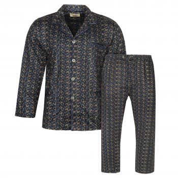 PIŻAMA MĘSKA ROZPINANA RAYON CZARNA WE WZORKI 3XL FR9