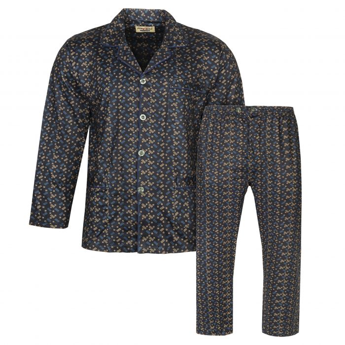 PIŻAMA MĘSKA ROZPINANA RAYON CZARNA WE WZORKI 3XL FR9
