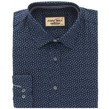 GRANATOWA KOSZULA MĘSKA WE WZORY 100% BAWEŁNY REGULAR ROZ.L 41/42 FW162